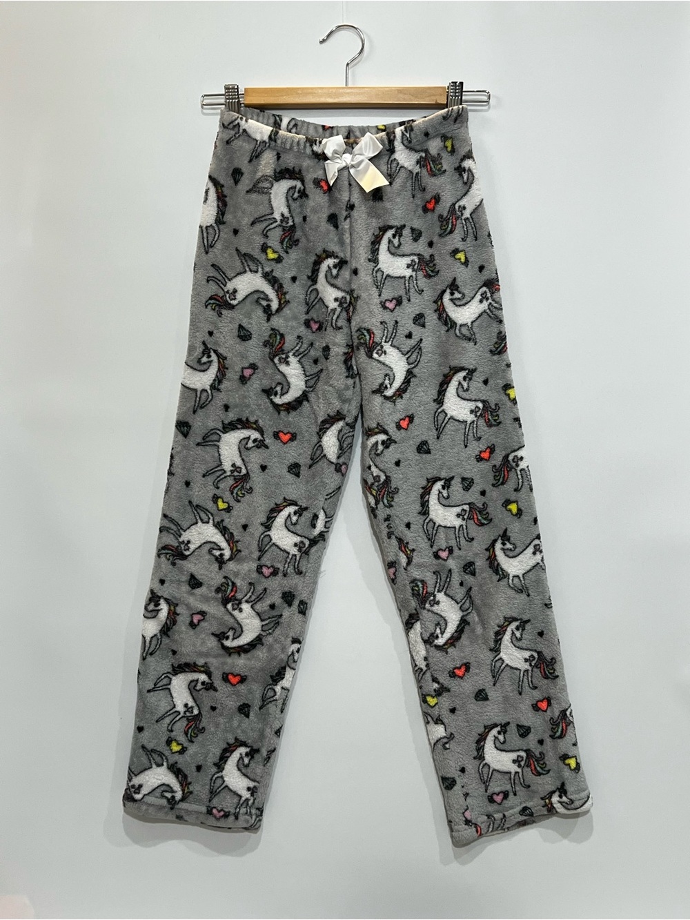 Kids Gray Unicorn Fleece Pajama Pants - Soft Warm Sleepwear
